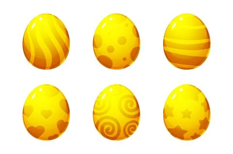 Set of vector golden Easter eggs isolated on white background. Decorative d.. Stock-Illustration