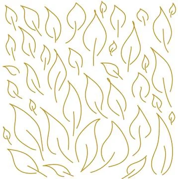Set of vector golden linear leaves isolated Stock Illustration