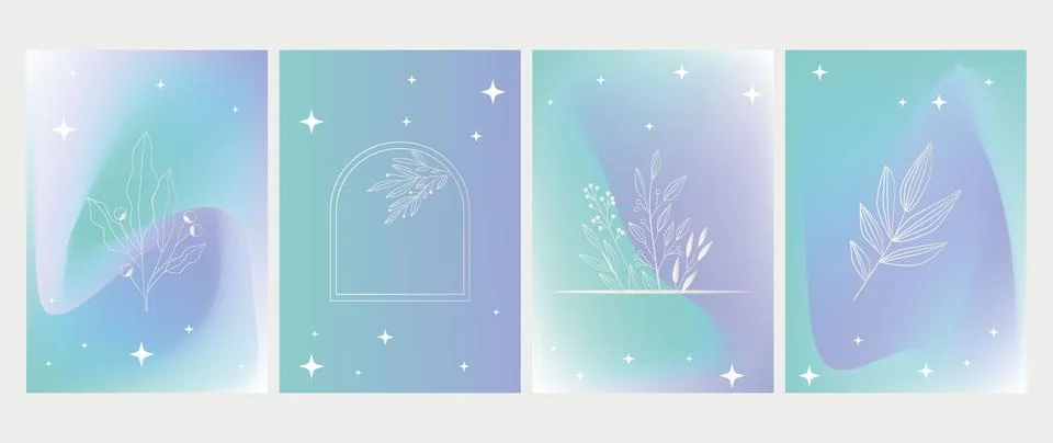 Set of vector gradient backgrounds. In blue-turquoise colors with soft イラスト素材