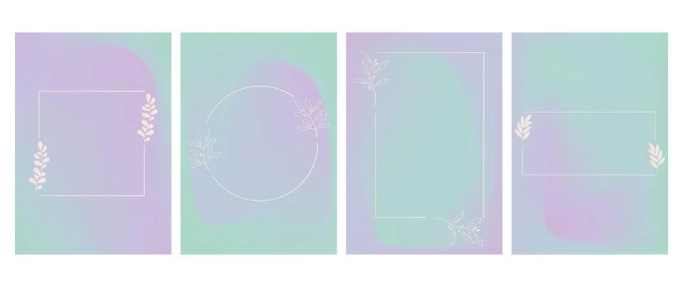 Set of vector gradient backgrounds. In violet-turquoise tones with soft イラスト素材
