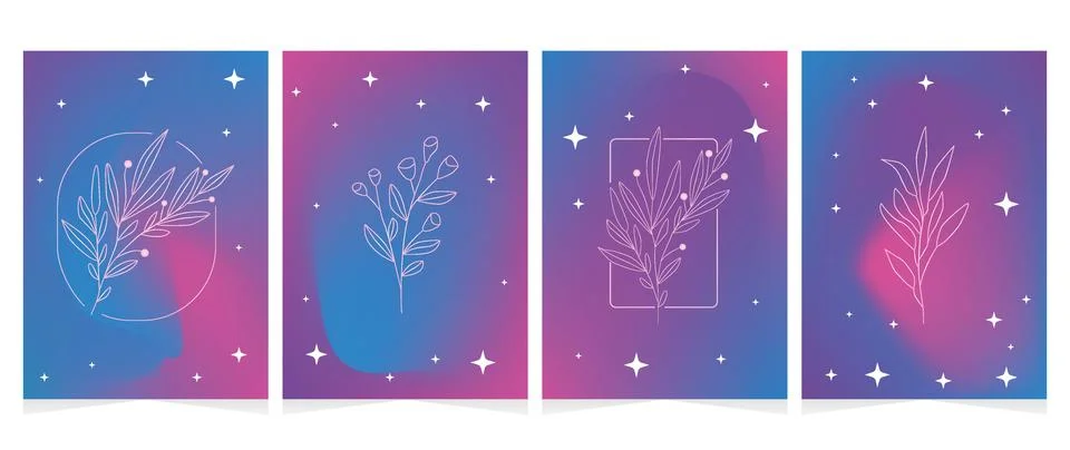 Set of vector gradient backgrounds. In violet-pink tones with soft transitions イラスト素材