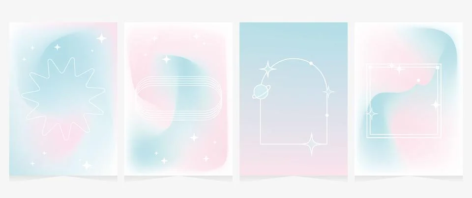 Set of vector gradients. In pink and turquoise colors. Posters with frames and Stock Illustration