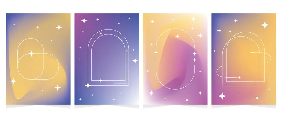 Set of vector gradients. Posters with frames and stars. Suitable for flyers Stock Illustration