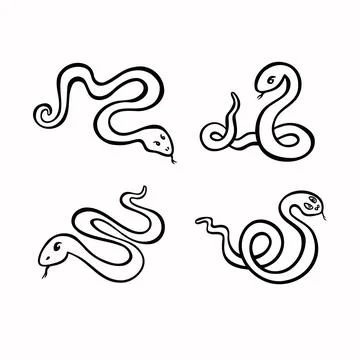 Set of vector graphic illustrations of linear snakes Illustrazione stock