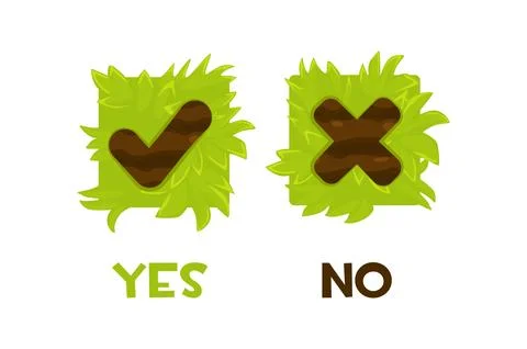 Set of vector grass buttons yes or no. Stock Illustration