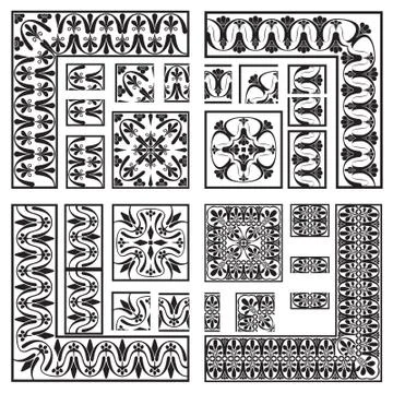 Set of vector greek borders Stock Illustration