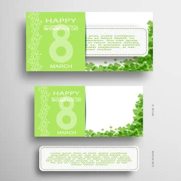Set of vector greeting green and white envelope with insert for 8 of March -  Stock Illustration