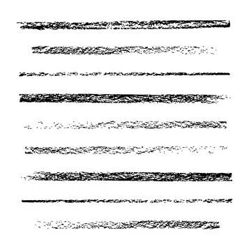 Set of vector grunge brushes wide and thin linesthickness and stiffness, created Stock Illustration