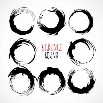 Set of vector grunge circle brush strokes Stock Illustration
