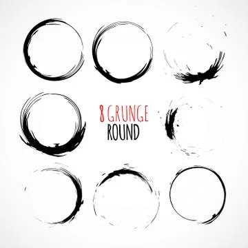 Set of vector grunge circle brush strokes Illustrazione stock