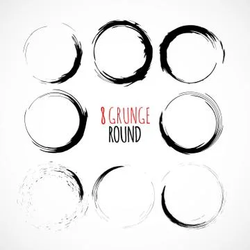 Set of vector grunge circle brush strokes Stock Illustration