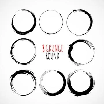 Set of vector grunge circle brush strokes Illustrazione stock