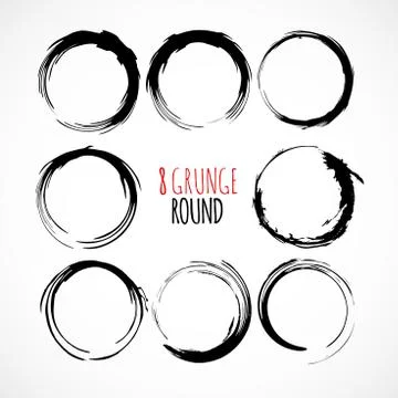 Set of vector grunge circle brush strokes Illustrazione stock