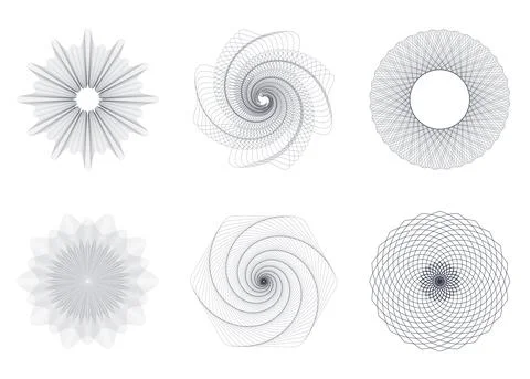 Set vector Guilloche elements for certificate or diploma and currency design Illustrazione stock