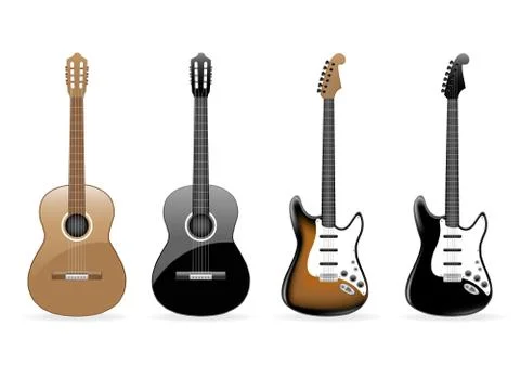 Set of vector guitars Stock Illustration