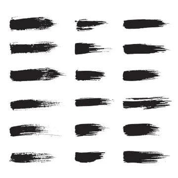 Set of vector hadnpainted brush strokes. Stock Illustration