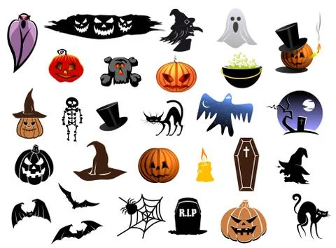 Set of vector halloween icons 스톡 일러스트