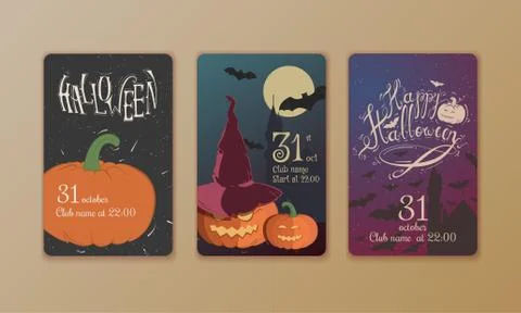Set of vector Halloween posters Illustrazione stock