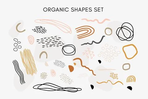 Set of vector hand drawn abstract organic textures, lines, shapes and elements 스톡 일러스트