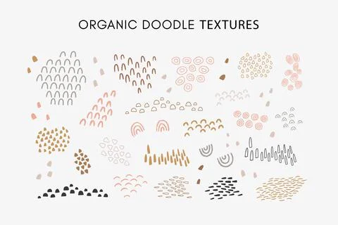 Set of vector hand drawn abstract organic textures Stock Illustration
