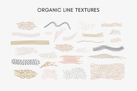 Set of vector hand drawn abstract organic textures, wavy and dotted lines. Stock Illustration