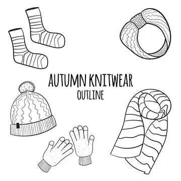 Set of vector hand drawn autumn elements. Stock Illustration