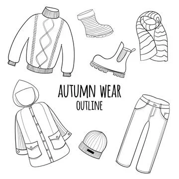 Set of vector hand drawn autumn elements. Stock Illustration