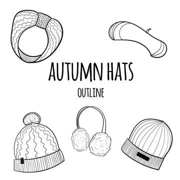 Set of vector hand drawn autumn elements. Stock Illustration