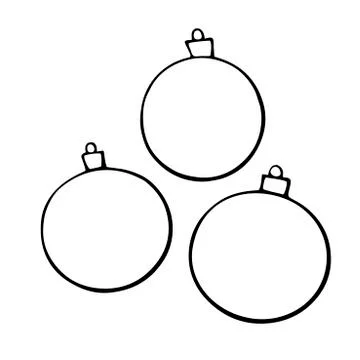 Set of Vector hand drawn contours and shape of Christmas tree balls for color Stock-Illustration