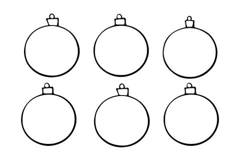 Set of Vector hand drawn contours and shape of Christmas tree balls for color Stock-Illustration