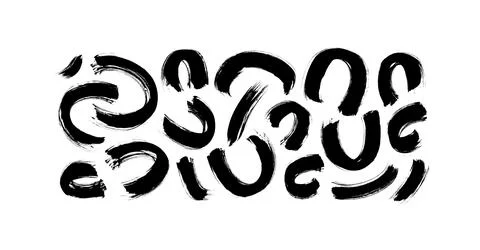 Set of vector hand drawn half circles. Stock Illustration