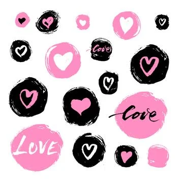 Set of vector hand drawn hearts. Valentines day design elements. 스톡 일러스트