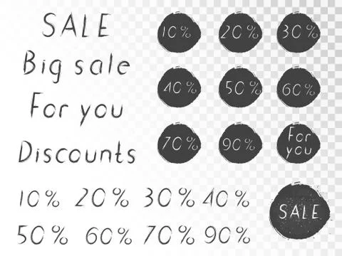 Set of vector hand drawn lettering Sale. Stock Illustration