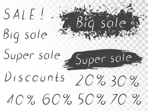 Set of vector hand drawn lettering Sale. Stock Illustration