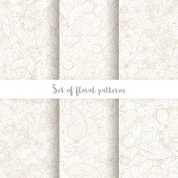 Set of vector hand drawn swirl floral patterns. Stock-Illustration