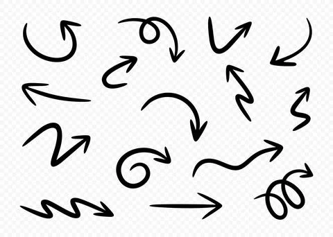 Set of vector hand drawn thin arrows イラスト素材