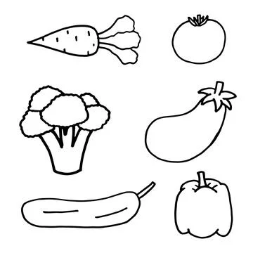 Set of vector hand drawn vegetables isolated on white. Doodle style illustration Stock Illustration