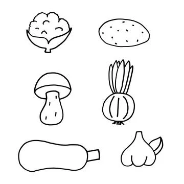 Set of vector hand drawn vegetables isolated on white. Doodle style illustration Stock Illustration