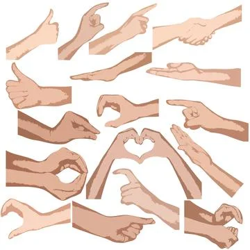 Set of vector hands isolated Stock Illustration
