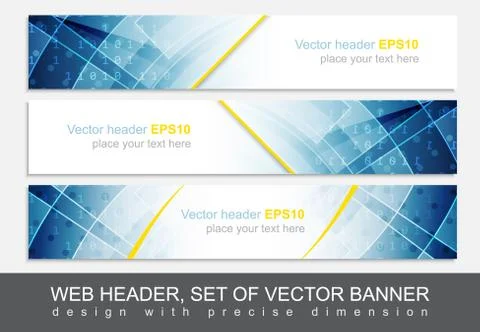 Set of vector header or banner. Design with precise dimension. Stock Illustration
