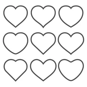 Set of vector hearts on white background Stock Illustration