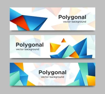 Set of vector horizontal polygonal banners Stock Illustration