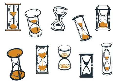 Set of vector hourglasses or egg timers Stock Illustration