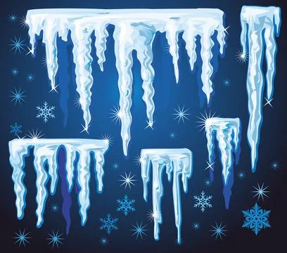 Set of vector icicles for design Stock Illustration