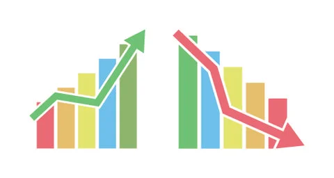 Set of vector icon charts of growth and decline of business, Finance, Stock i Stock Illustration