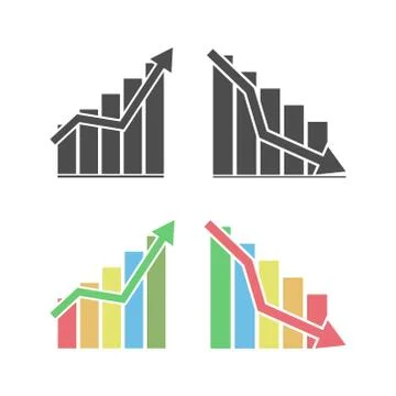 Set of vector icon charts of growth and decline of business, Finance, Stock i Stock Illustration