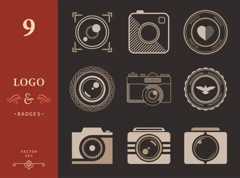 Set of vector icons and logos photo Stock Illustration