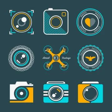 Set of vector icons and logos photo Stock Illustration