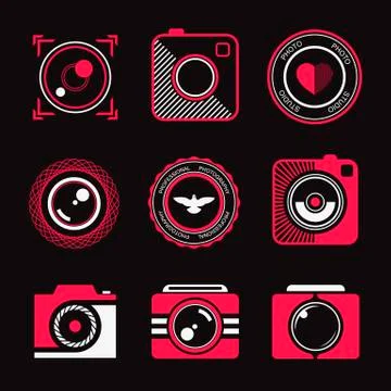 Set of vector icons and logos photo Stock Illustration