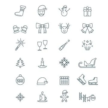 A set of vector icons and logos for holidays and Christmas. Stock Illustration